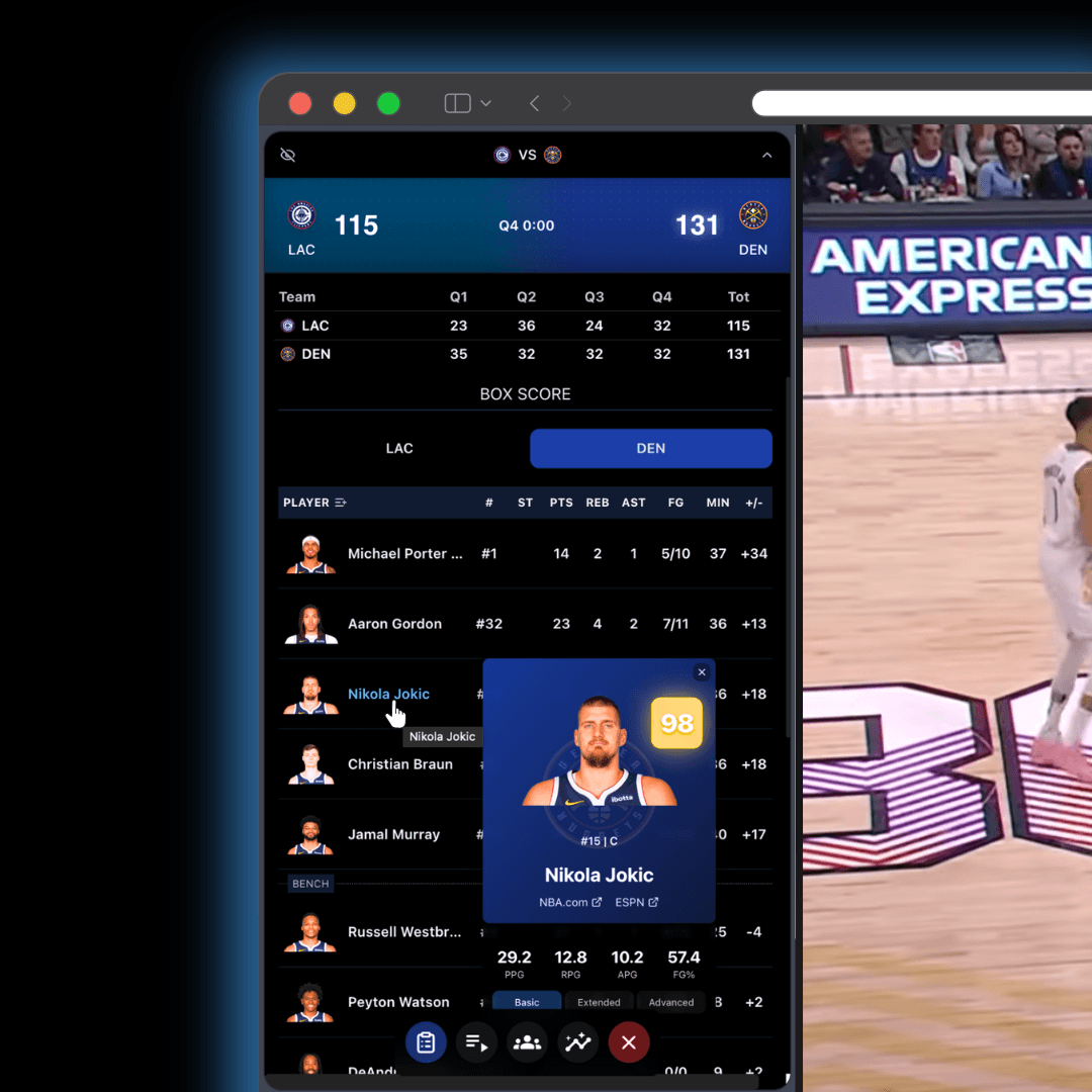 GameDash Comprehensive Box Scores & Live Stats feature